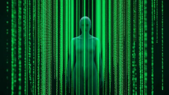 Abstract figure in digital matrix