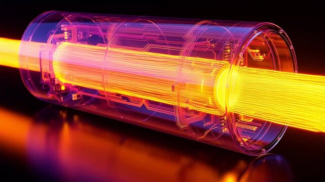 Cylindrical device with glowing internal components