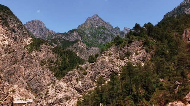 Parco Naturale Dolomiti Friulane mountain landscape. Majestic limestone cliffs with shifting perspective.