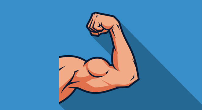 Muscular Arm Flexed Bicep Muscle.
