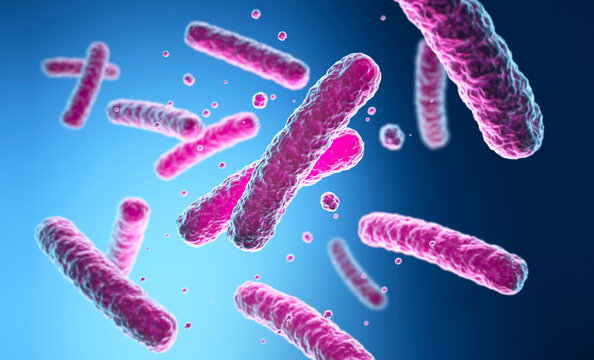 Medical illustration of Legionella bacteria pneumophila floating on a blue background - 3d illustration