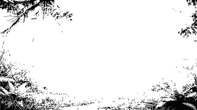 black and white tree branches border