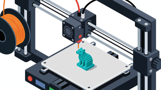 3D printer creating green plastic object.