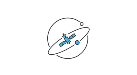 Obraz premium Satellite Orbiting Earth Icon Illustrating Technology And Space Exploration In The Cosmos