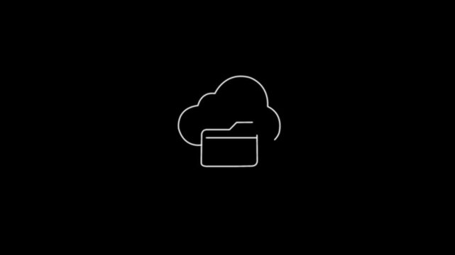 Glowing cloud storage folder with a document icon animation background. presentations needing visuals for file storage concepts.