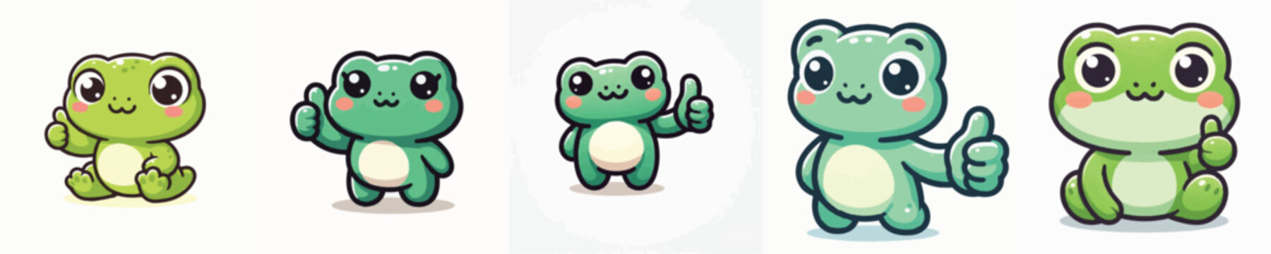 Vector of a cute cartoon frog character giving a thumbs up