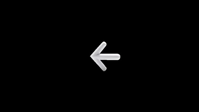Arrow a white arrow pointing left on a black background, directional symbol arrows