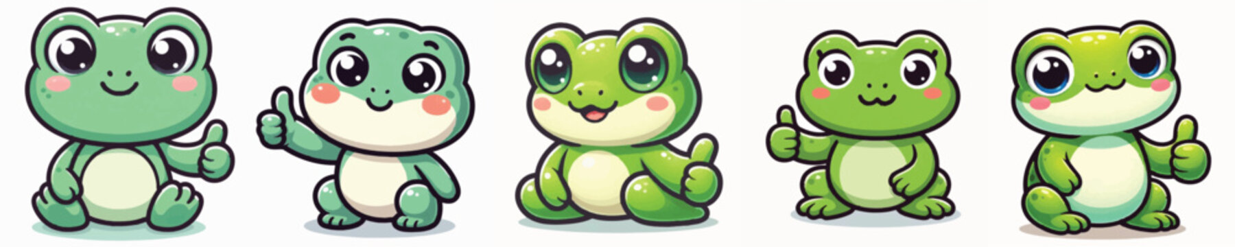 Vector of a cute cartoon frog character giving a thumbs up