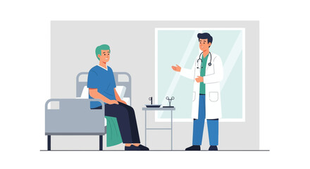 Fototapeta premium Doctor consults patient in examination room, medical checkup, healthcare concept