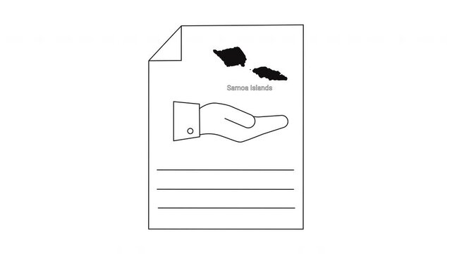 Hand holding a document with a cutout and lines for text.