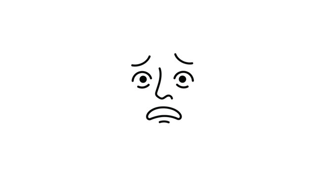 A simple line drawing of a worried, scared, or anxious face conveying strong negative emotions like fear and dread