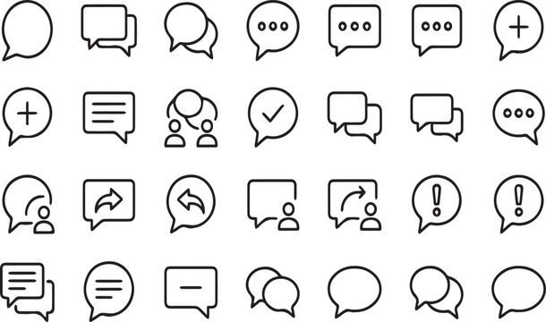 Speech bubble icons vector set, chat box symbols collection for modern interface design.