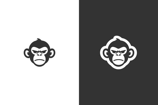 Simple monkey icon in black and white