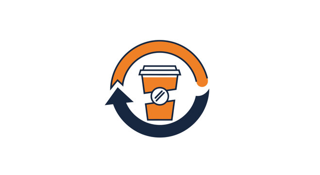 Recycle Coffee: Sustainable Beverage Concept Depicted in Corporate Style Logo Design