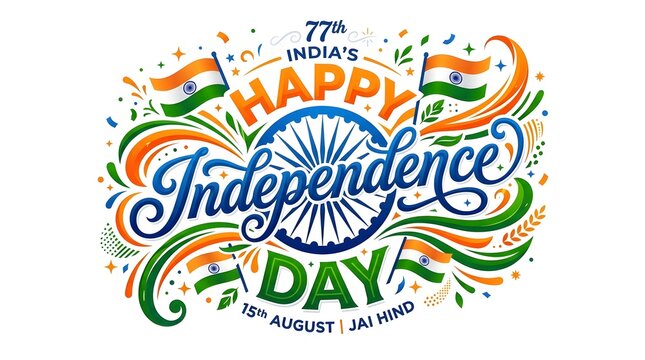 77th independence day india celebration graphic 'jai hind' typography tricolor design