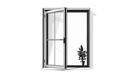 Obraz premium Open Window with Plant Inside.