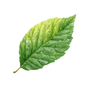Hand-painted watercolor artwork of Hackberry Leaf, isolated on white background