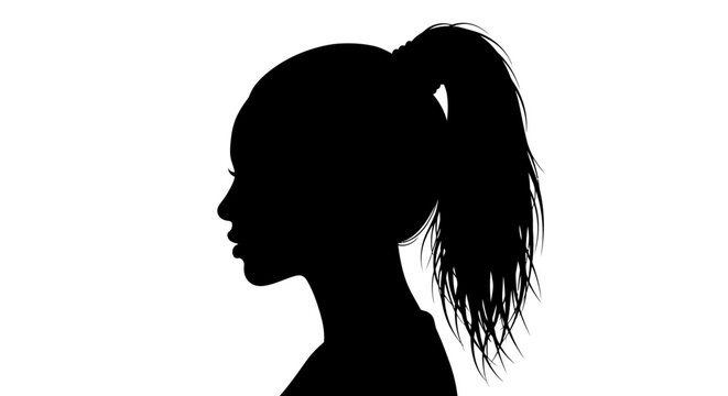 Profile silhouette of woman with ponytail illustration