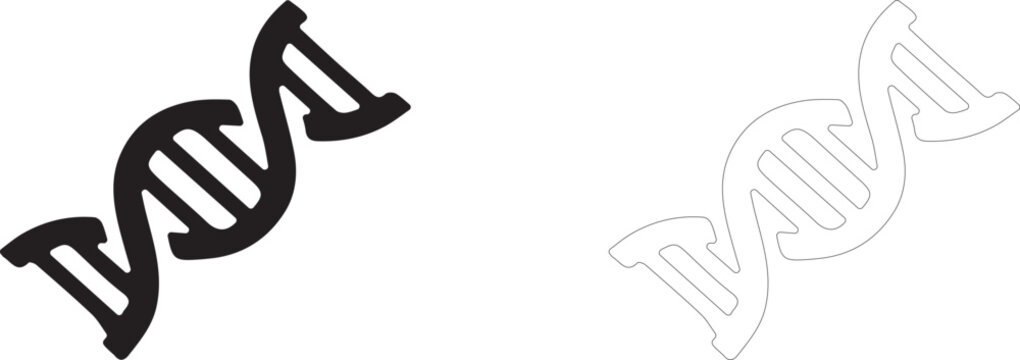 DNA helix icon, genetic test symbol, biological profile strand and forensic medicine science.