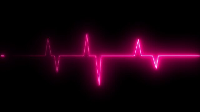ECG monitor beating heart with a neon electrocardiogram overlay, featuring dynamic HUD elements and a gradient background 4K video animation.