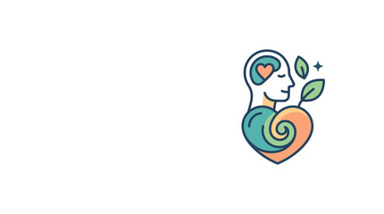 Obraz premium Mental Health and Wellness Icon with Heart and Brain Symbol