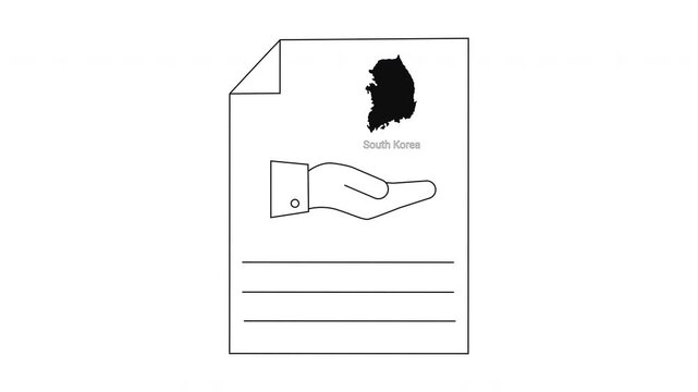 South Korea Document with Hand and Lines for Text.