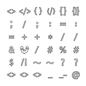 Collection of coding symbols and signs.