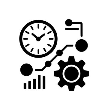 Business productivity and time management icon with business