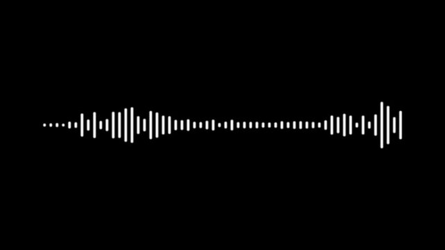 Modern music visualizer featuring responsive audio frequencies and animated white waveform spectrum on black background for live streaming and multimedia production in 4k.