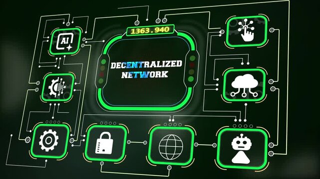 Green neon tech connectivity layout demonstrating modern decentralized network cloud infrastructure analytics