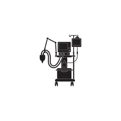 Fototapeta premium Hospital Ventilator Machine Solid Black Silhouette Medical Equipment Vector