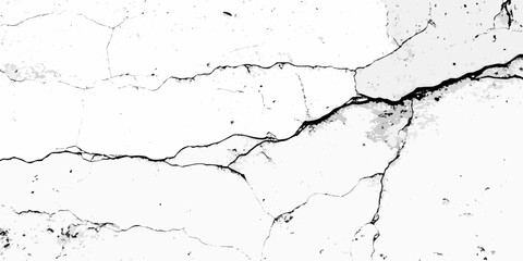 Fototapeta premium Cracked surface texture in black and white displaying a network of fissures and fractures crack