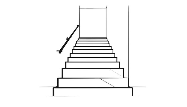 Staircase with railing and steps.