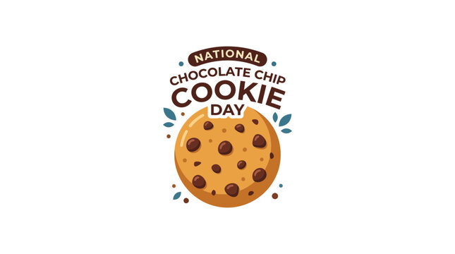 National Chocolate Chip Cookie Day Vector Illustration with Cartoon Style Cookie Graphic