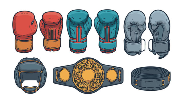 Boxing Gloves and Championship Belt Displayed for Sports Competition.