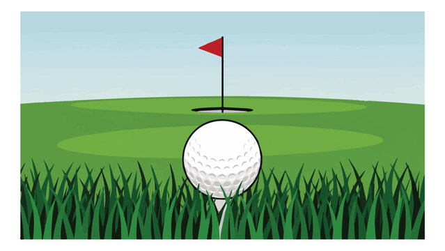 Golf Ball Positioned Near Flag on Green Field.