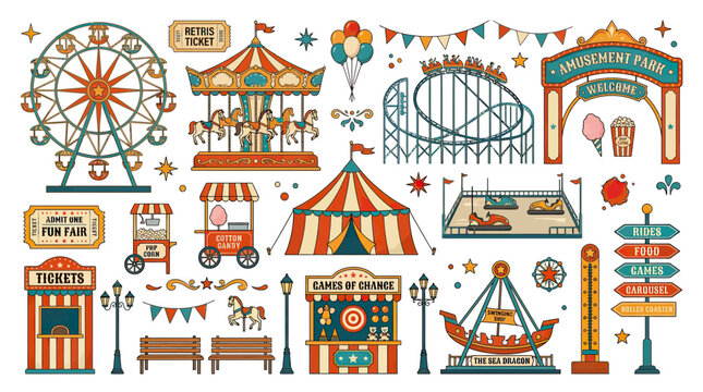 Amusement Park Fun: Ferris Wheel, Roller Coaster, Carousel & Carnival Rides