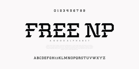 Free NP Modern Bold Font. Regular Italic Number Typography urban style alphabet fonts for fashion, sport, technology, digital, movie, logo design, vector illustration © DA