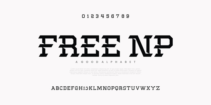 Free NP Modern Bold Font. Regular Italic Number Typography urban style alphabet fonts for fashion, sport, technology, digital, movie, logo design, vector illustration