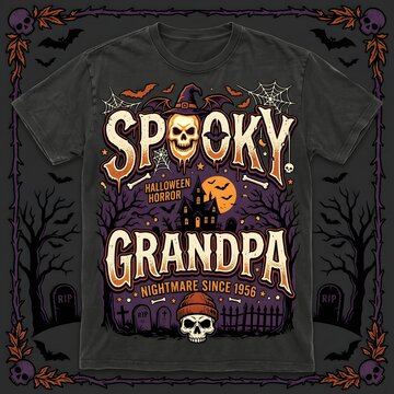Spooky Grandpa Halloween Horror Nightmare Since 1956 T-shirt Graphic Design.