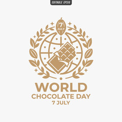Fototapeta premium The flat design for World Chocolate Day poster focuses on simplicity, elegance, and ease of recognition.