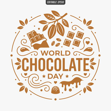 The flat design for World Chocolate Day poster focuses on simplicity, elegance, and ease of recognition.