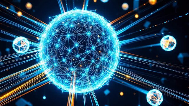 Abstract digital sphere with network connections