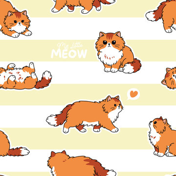 Baby Cat Seamless Pattern Vector Background