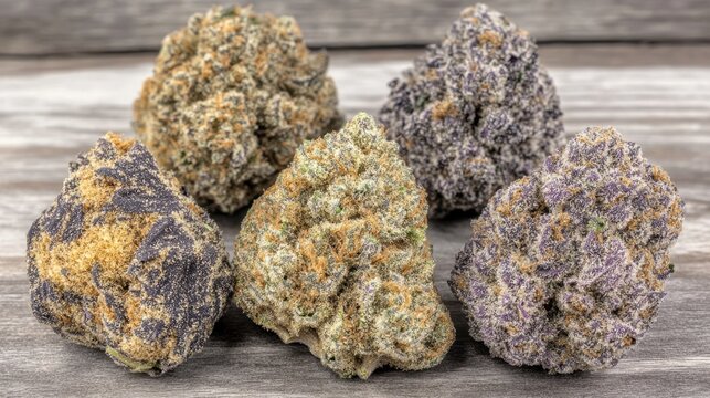 Artfully Arranged Collection of Assorted Artisanal Cannabis Buds