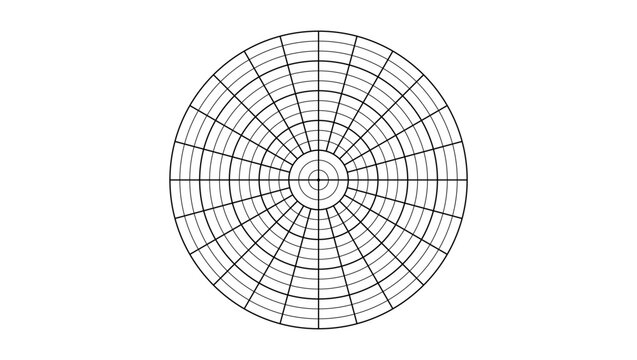 Polar grid, black isolated vector silhouette
