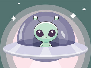 World UFO Day Cute Alien Vector © Mandeep