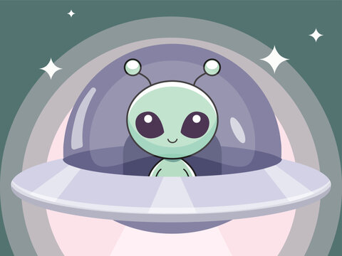 World UFO Day Cute Alien Vector