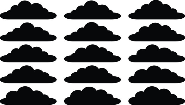 Black cloud arranged in a 3x3 grid, minimalist black clouds cloud minimalist black and white grid layout