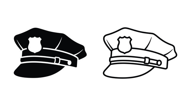 Police Captain s Hat In Black And White Silhouette